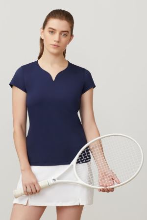 FILA Cap Sleeve Top Shirts Navy,Womens Tennis | CA.QBPEJK103